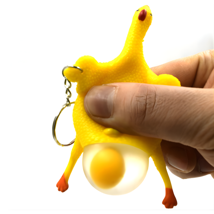Gele kip stressbal sleutelhanger – grappige anti-stress toy