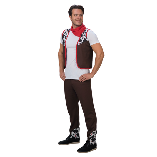 Cowboy Kostuum Heren – Verkleedset met Broek, Gilet & Sjaal – Maat M / L / XL