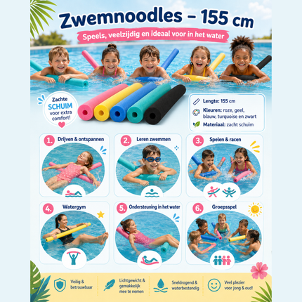 Water Noodles Swimming Noodle 155cm In 4 Pastel Colors