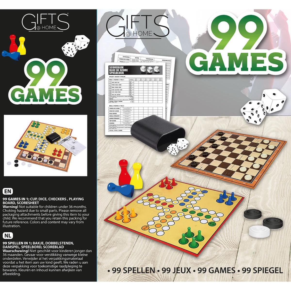 99-in-1 Spelletjes Set met Dobbelstenen, Pionnen en Dambord