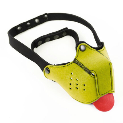 Geel Puppy Play masker – Fetish pup masker met tong in discrete verpakking (18+)