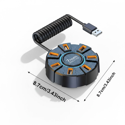 USB 2.0 Hub met 7 Poorten en LED – Ronde USB-Splitter voor Laptop & PC