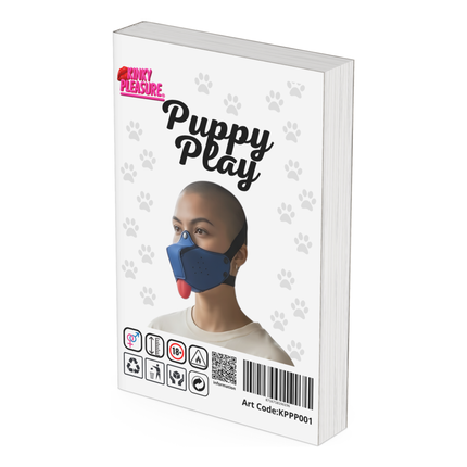 Blauw Puppy Play masker – Fetish pup masker met tong & boekverpakking (18+)