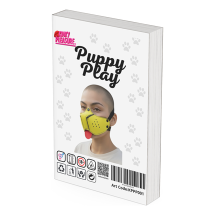 Geel Puppy Play masker – Fetish pup masker met tong in discrete verpakking (18+)