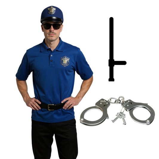 Politieagent Verkleedset Heren – Inclusief Broek, Shirt, Riem & Pet – Maat L / XL