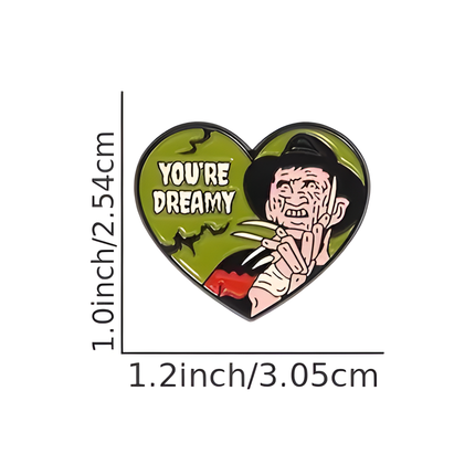 Horror pin "You're Dreamy" – Metalen hartvormige speld met klauw design