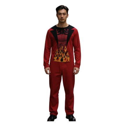 Duivelskostuum Rood met Vlammenprint – Maat M, L, XL – Volwassenen