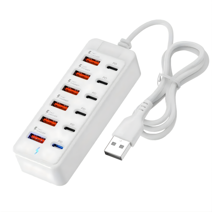 USB-oplaadstation met 8 poorten – Fast Charge & PD – Voor thuis en kantoor