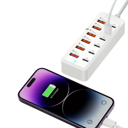 USB-oplaadstation met 8 poorten – Fast Charge & PD – Voor thuis en kantoor