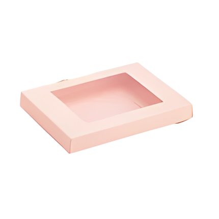 Lichtroze Platte Cadeaudoos met Venster 12,5x8,5x1,5 cm – Luxe Geschenkverpakking