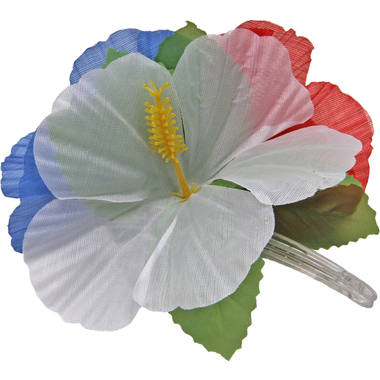 Hawaiian Hair Clip Flowers - Red, White, Blue