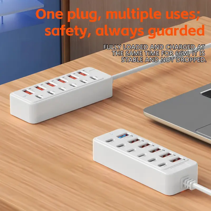 USB-oplaadstation met 8 poorten – Fast Charge & PD – Voor thuis en kantoor