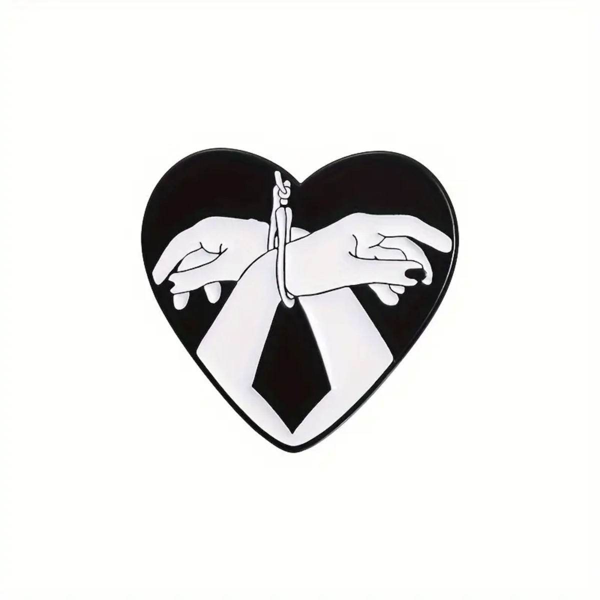 Hartvormige Pin met Gebonden Handen Zwart-Wit