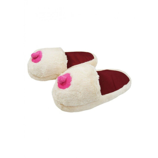 Pluche Boob Slippers – Grappige Foute Pluche Pantoffels - One Size Fits Most