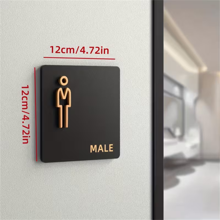 Toiletbordje Heren Zwart Goud 12x12 cm – Luxe WC Bord Male