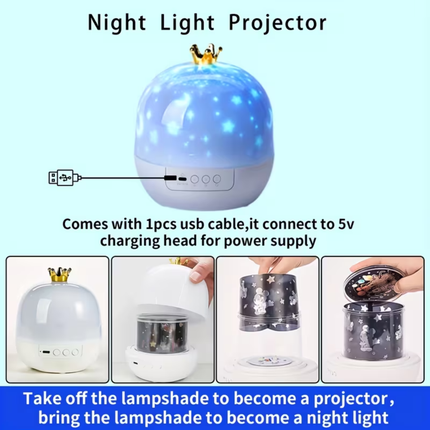 Kinder Nachtlamp Projector met 15 Dia’s – Draaibare LED Sterrenprojector met Oceaan, Dieren en Slaapkamer Projecties