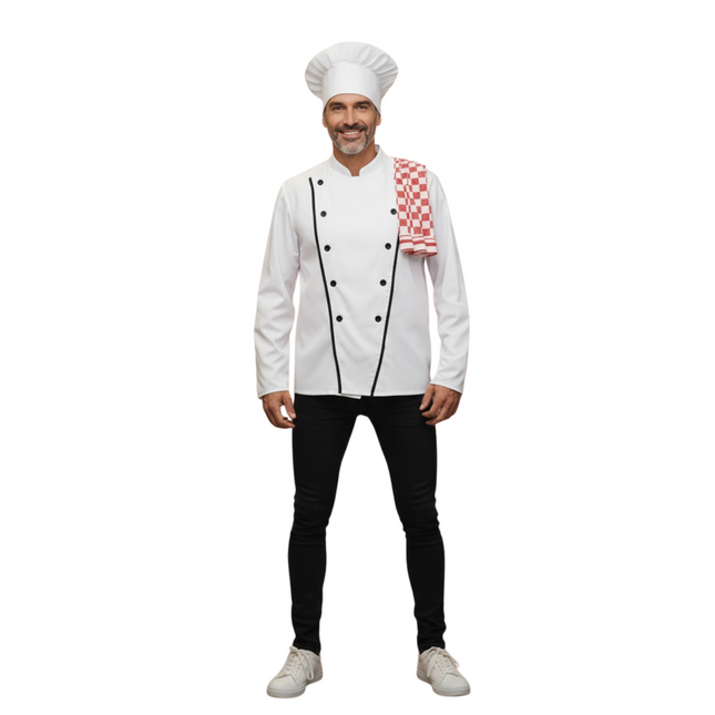 Master Chef Verkleedkostuum – Inclusief Blouse en Koksmuts – Maat M/ L/ XL/