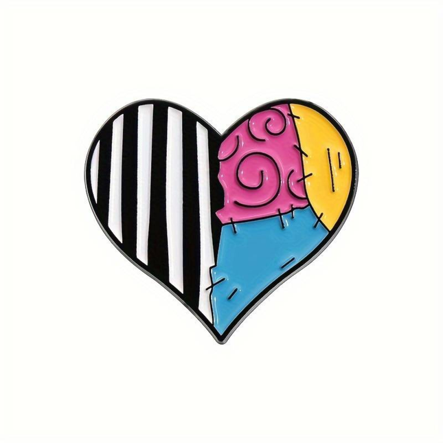 Patchwork hart pin – Kleurrijke metal speld in gothic stijl