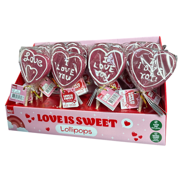 Hartvormige Love Lolly Displaydoos - Roze Lolly's