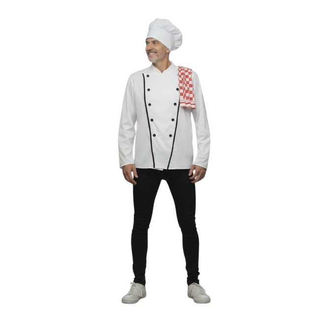 Master Chef Verkleedkostuum – Inclusief Blouse en Koksmuts – Maat M/ L/ XL/