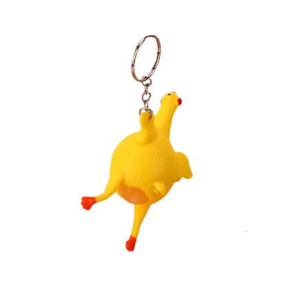 Gele kip stressbal sleutelhanger – grappige anti-stress toy