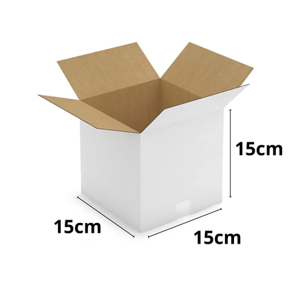 Kartonnen Verzenddoos 15x15x15 cm – Witte Kubusdoos met Kleppen