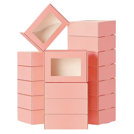 Rode/Roze Cadeaudoos met Venster 8,5x6x3 cm – Luxe Geschenkverpakking