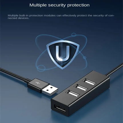 4-Poorts USB 2.0 Hub Zwart – Compacte USB Splitter voor Laptop & PC