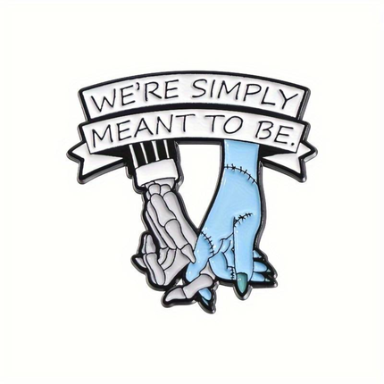 Gothic liefdespin – “We’re Simply Meant to Be” met skelet & gestikte hand