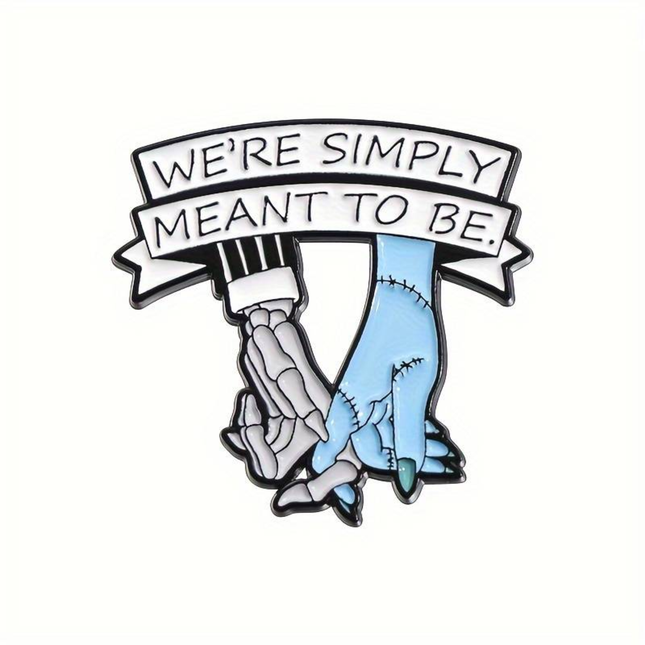 Gothic liefdespin – “We’re Simply Meant to Be” met skelet & gestikte hand