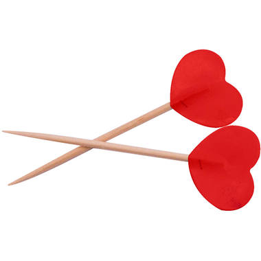 Skewers With Red &amp; White Heart 50 Pieces - Add a loving accent to your snacks and dishes with these charming satay skewers.
