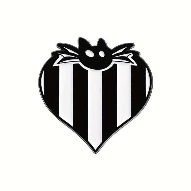 Must-have gothic pin – Hartvormig design met zwarte vleermuis
