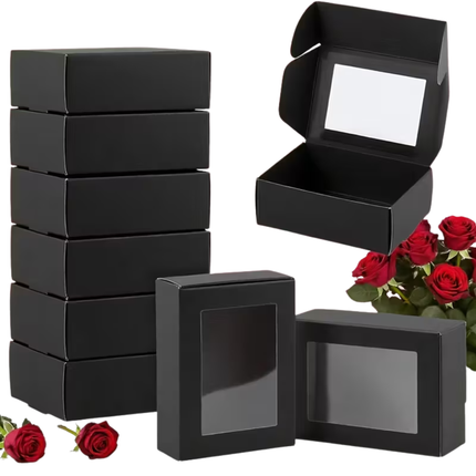 Zwarte Cadeaudoos met Venster 8,5x6x3 cm – Luxe Geschenkverpakking