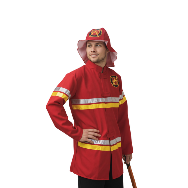 Brandweerman Kostuum Heren – Jas & Hoed – Maat M – Partymix