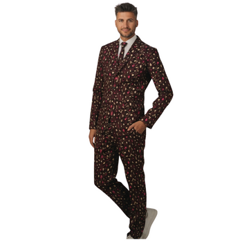 Carnavalspak Heren Zwart met Confetti Print - S t/m XL
