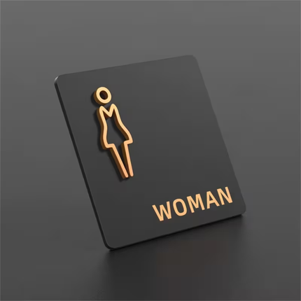 Toiletbordje Dames Zwart Goud 12x12 cm – Luxe WC Bord Woman