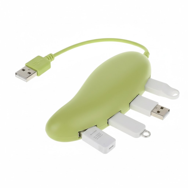 USB Hub 4 Poorten – Avocado Vorm – Lichtgroen – Plug & Play