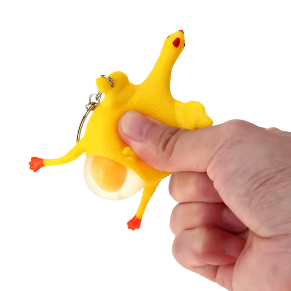 Hühner-Stressball-Schlüsselanhänger Gelb