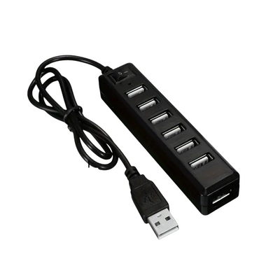 USB Hub 7 Poorten USB 2.0 met Aan/Uit Schakelaar Zwart