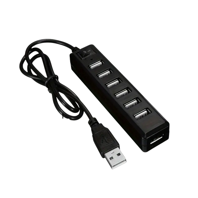 7-Poorts USB 2.0 Hub met Aan/Uit Schakelaar – Compact & Handig