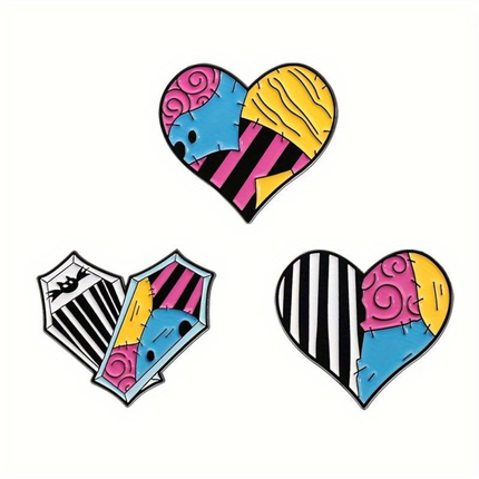 Patchwork hart pin – Kleurrijke metal speld in gothic stijl