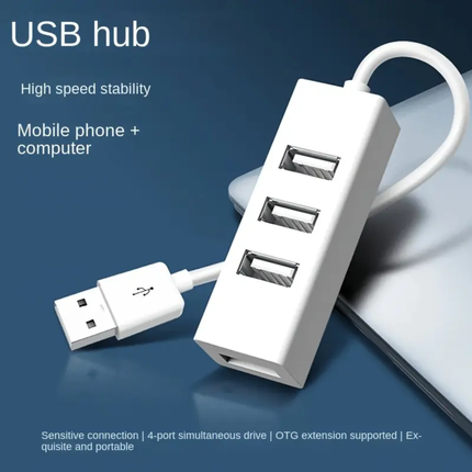 4-Poorts USB 2.0 Hub Wit – Compacte USB Splitter voor Laptop & PC