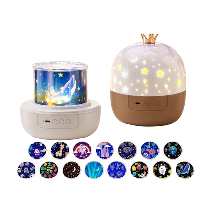 Kinder Nachtlamp Projector met 15 Dia’s – Draaibare LED Sterrenprojector met Oceaan, Dieren en Slaapkamer Projecties