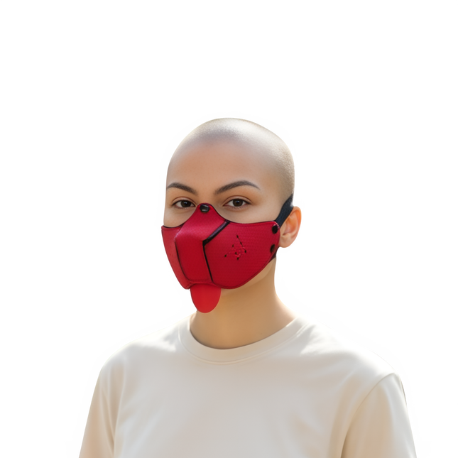 Rood Puppy Play masker – Fetish pup masker met tong (18+)