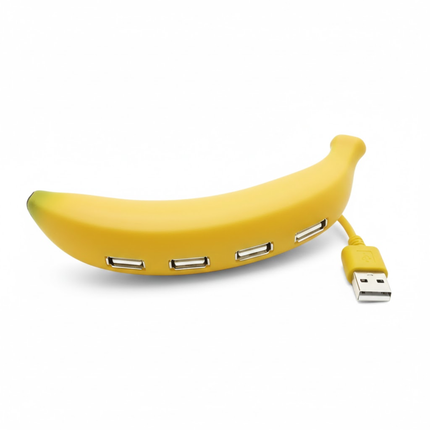 USB Hub 4 Poorten – Banaan Vorm – Geel – Plug & Play