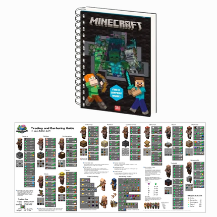 XXL gaming muismat met villager ruil recepten + A5 notitieboekje met stickers