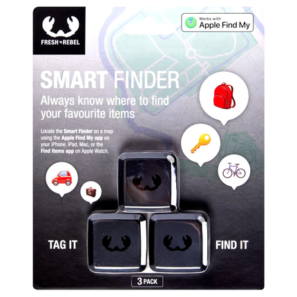 Smart Finder Sleuteltracker Zwart 3-Pack – Bluetooth Trackers voor Sleutels & Tas
