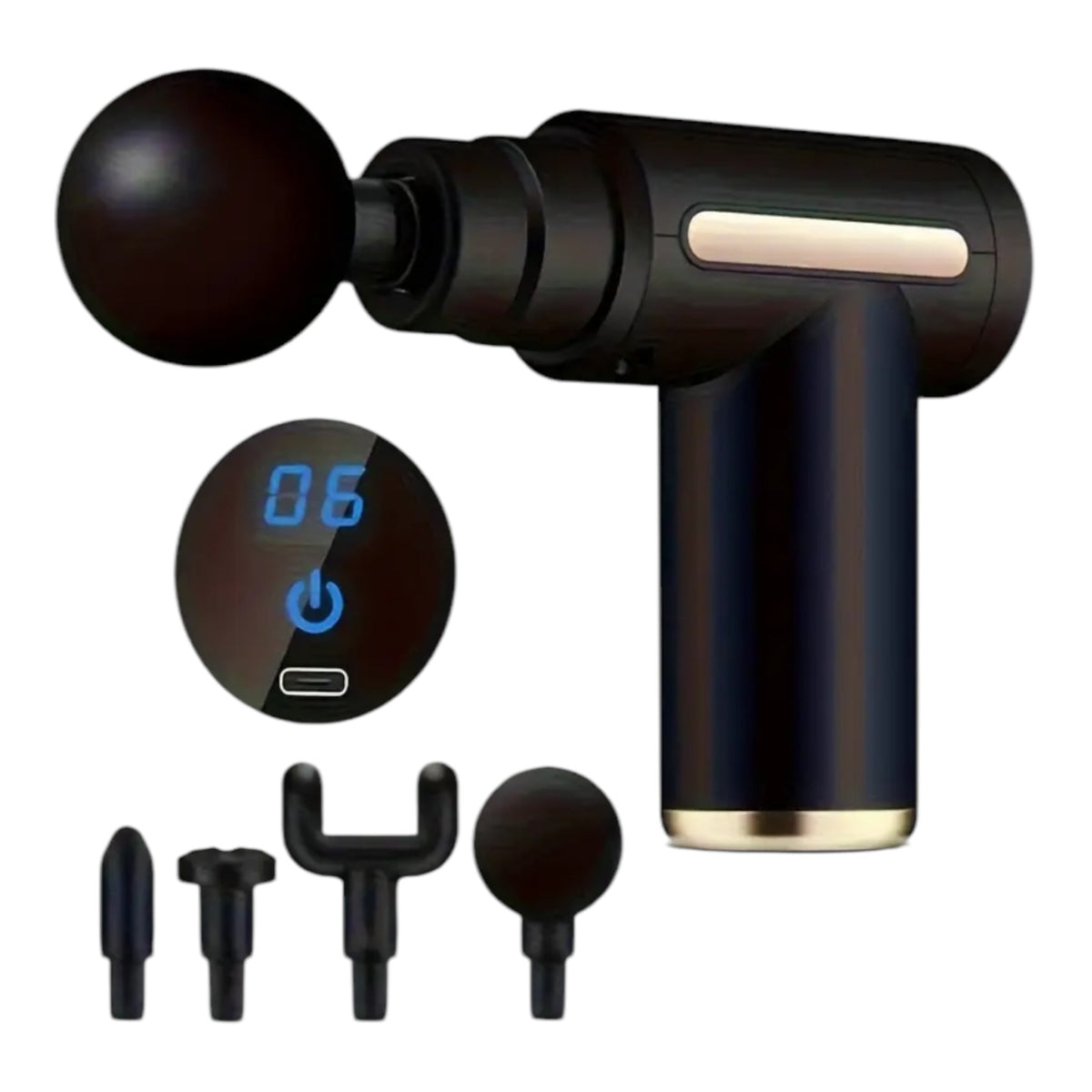 Oplaadbare Massage Gun - Inclusief 4 Opzetstukken - Touchscreen