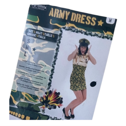 Army Jurk Verkleedkostuum Dames – Inclusief Pet – Maat S M L