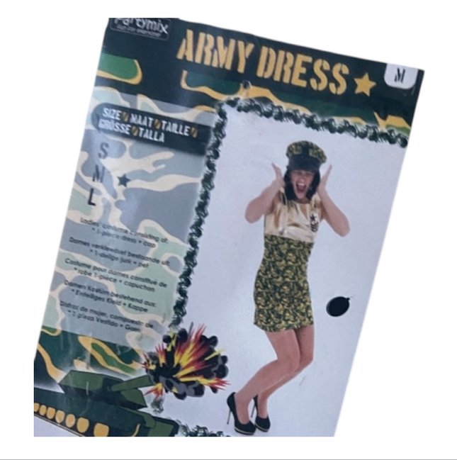 Army Jurk Verkleedkostuum Dames – Inclusief Pet – Maat S M L